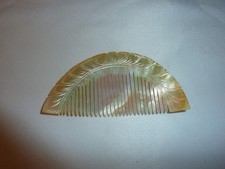 Gorgeous Vintage Antique Fully Carved MOP Mother of Pearl Hair Comb 4.5"