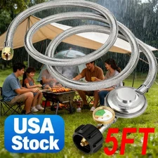 Low Pressure Stainless Steel LPG Propane Gas 5 FT Hose Regulator Adjustable NEW