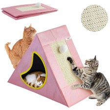 Upgraded Cat Scratcher House, 3 in 1 Foldable Sisal Cat Scratcher, Double-Sid...