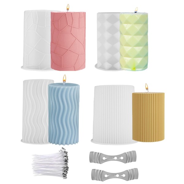 4 Silikon Kerzenformen Set Kerzen GießFormen DIY Kerzen Selber Machen Weiß-image