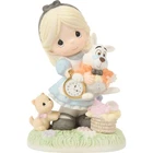 ❦ New PRECIOUS MOMENTS DISNEY Figurine ALICE IN WONDERLAND Cat Rabbit Clock Girl