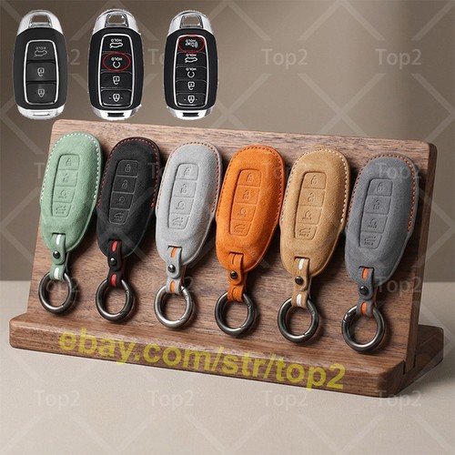 3 4 5 Buttons  Suede leather key fob cover case for Hyundai Santa Elantra Verna