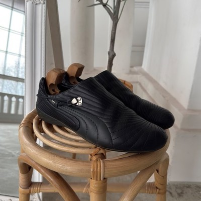 Vintage 90s RARE Puma Budoku Leather Low Top Sneakers Size 44 1/2 Black