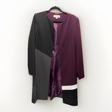 Calvin Klein Women's Long Blazer Over Coat Size 12 Colorblocked Open-Front NWT