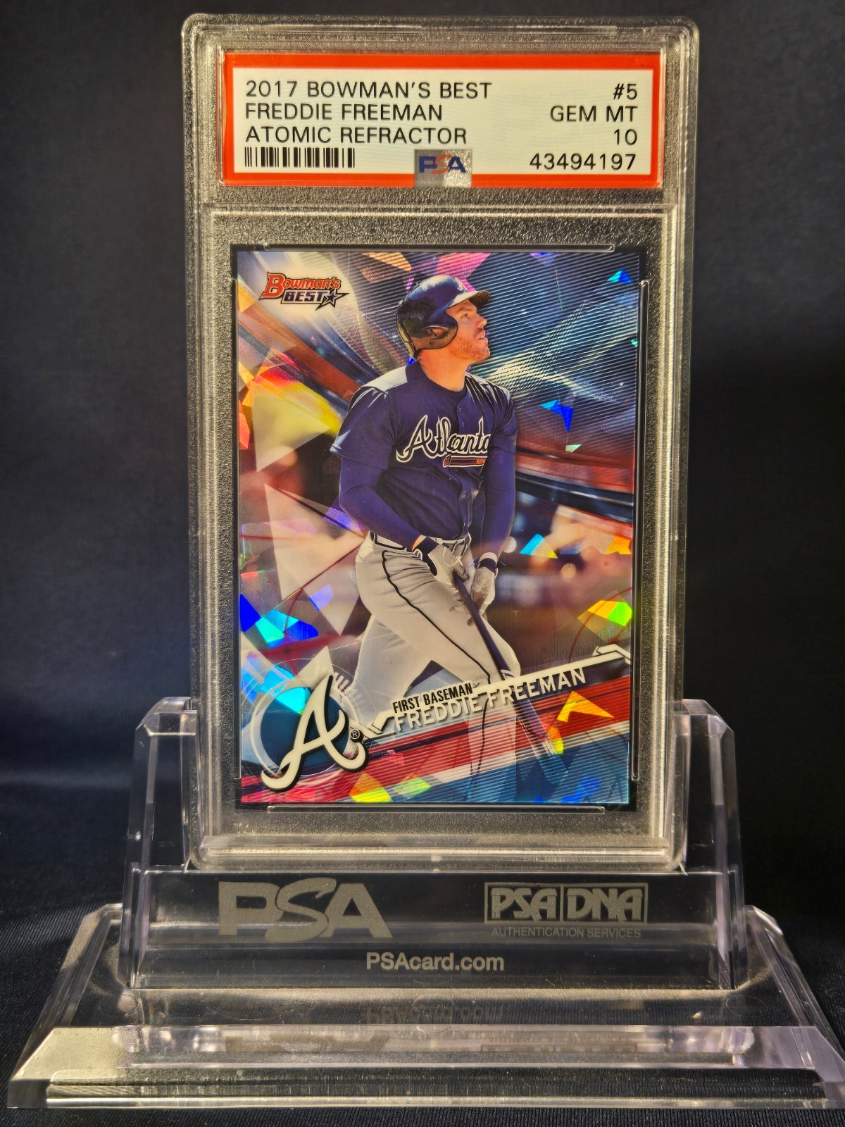 2017 BOWMAN’S BEST ATOMIC REFRACTOR FREDDIE FREEMAN #5 PSA 10 GEM MINT!!!