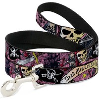 "Dog Leash Dead Men Tell No Tales Pink Wide 1.5\" (Us Import)"