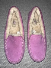 UGG Ansley Suede Moccasin Loafer Slippers Women's Sz 10 Fuchsia VGUC