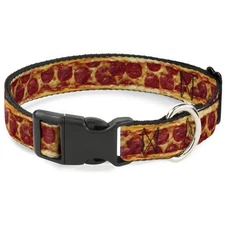 Plastic Clip Collar Pepperoni Pizza w/Crust Vivid NARROW-Large 9.5-14.5"