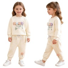 Baby Girls Outfit Round Neck 2-Piece Infant Sweatshirt With Pant Home Wear Top