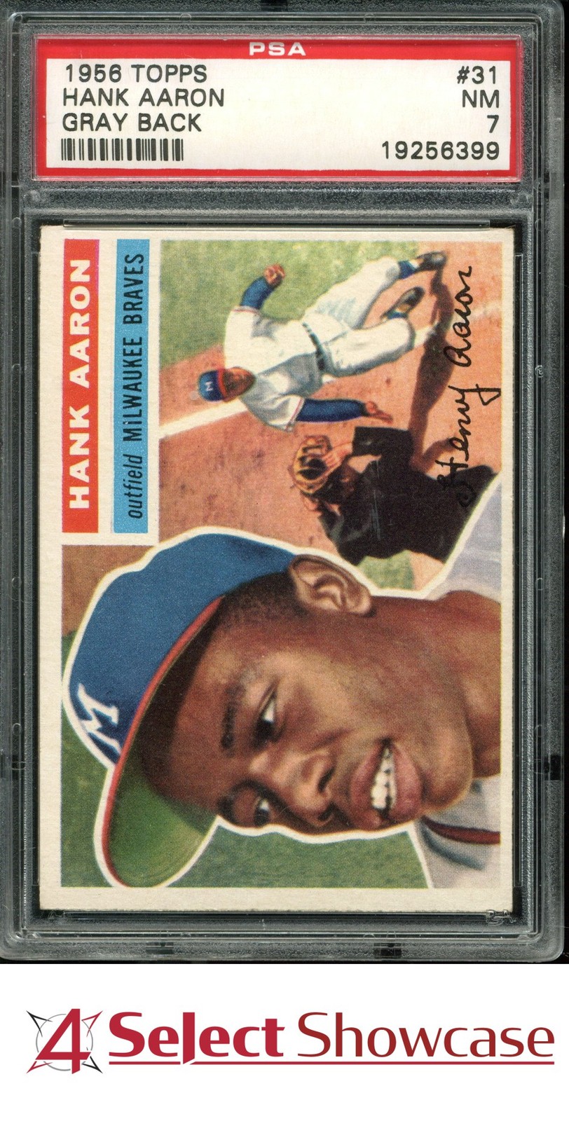 1956 TOPPS #31 HANK AARON BRAVES HOF GRAY BACK PSA 7