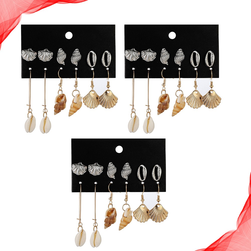 12 pares de auriculares estilo hawaiano pendientes de concha