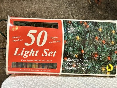 Vintage Foremost Industries Indoor Outdoor Blue 50 Bulb Light Set