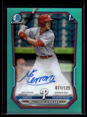 2026 Bowman Matthew Ferrara 1st Bowman Auto True Aqua Refractor /125 #CPA-MF