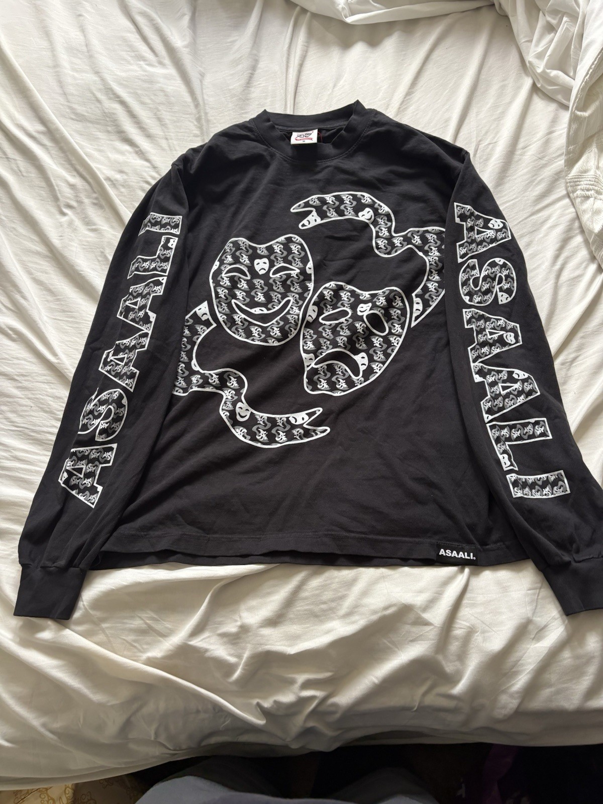 Asaali Jean Co. Men's Black Long Sleeve Graphic Logo Crew Neck T-Shirt Size M