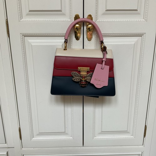 Gucci Queen Margaret Bee Multicolor Leather 9.5 Condition 2-way Handbag