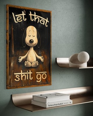 Snoopy Leinwand Bild Farbig Wandbild Cartoon Pop Art Peanuts Meditation Vintage