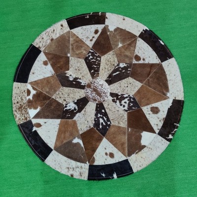 Cowhide Round Patchwork Carpet Handmade Cowhide Carpet (36''x36'') Home Décor 9128