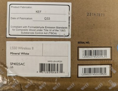 KEF LS50 Wireless II Bookshelf Speakers Pair White OB