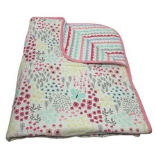 Parents Choice Walmart Pink Floral Flower Scallop Stripe Double Sided Blanket