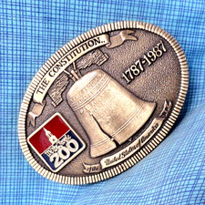 US Constitution 200 Year Commemorative Belt Buckle  Solid Brass Vtg TL B.NOX416