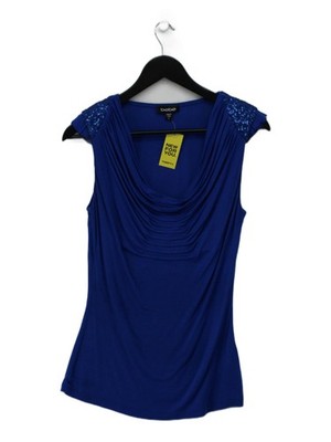 Bebe Damen Top S blau Viskose mit Elasthan ärmellos V-Ausschnitt Basic