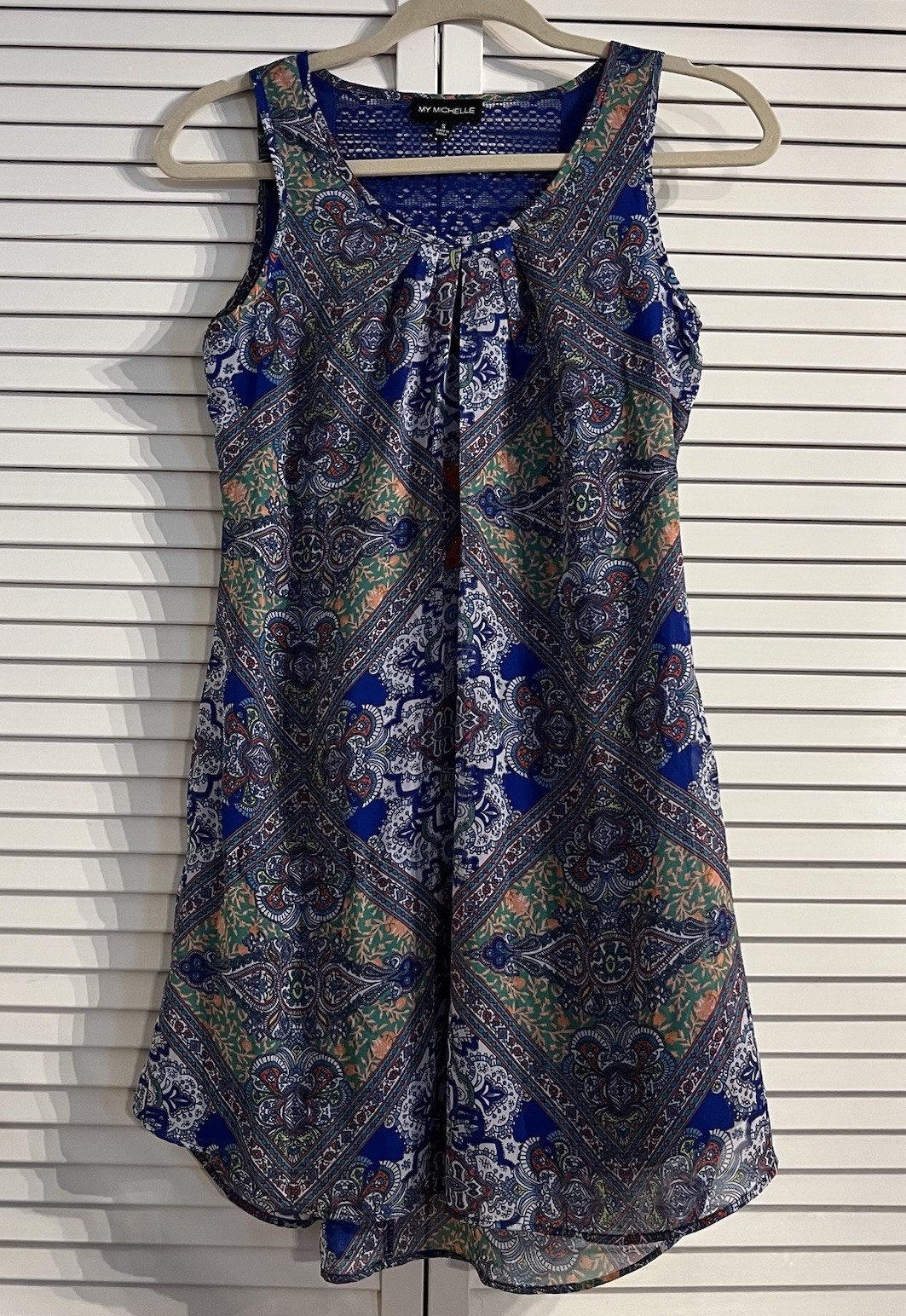 My Michelle Summer Dress Blue Paisley Size Small