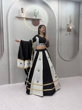 Women Roman Silk Mirror Work Lehenga Choli Indian Traditional Festive Dress