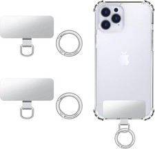 MoKo 2pcs Phone Tether Tab, Stainless Steel Cell Lanyard Pads, Silver