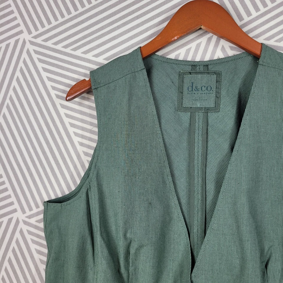 Denim Co Chaleco Talla Grande Verde Ejército Rayas Informal Sin Mangas Chaqueta Jean Foto 2 de 4