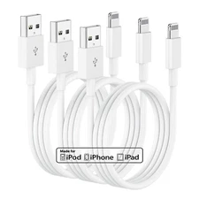 3 Pack 10ft USB A 10 Foot Charger for iPhone 14 13 12 Charging Cable 10 ft White