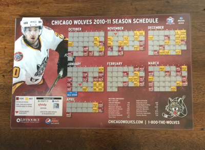 2010-2011 Chicago Wolves Schedule | eBay