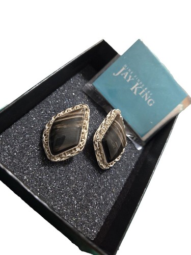 Jay King Mine Finds Desert Rose Trading Onyx And Sterling Earrings  display picture 1