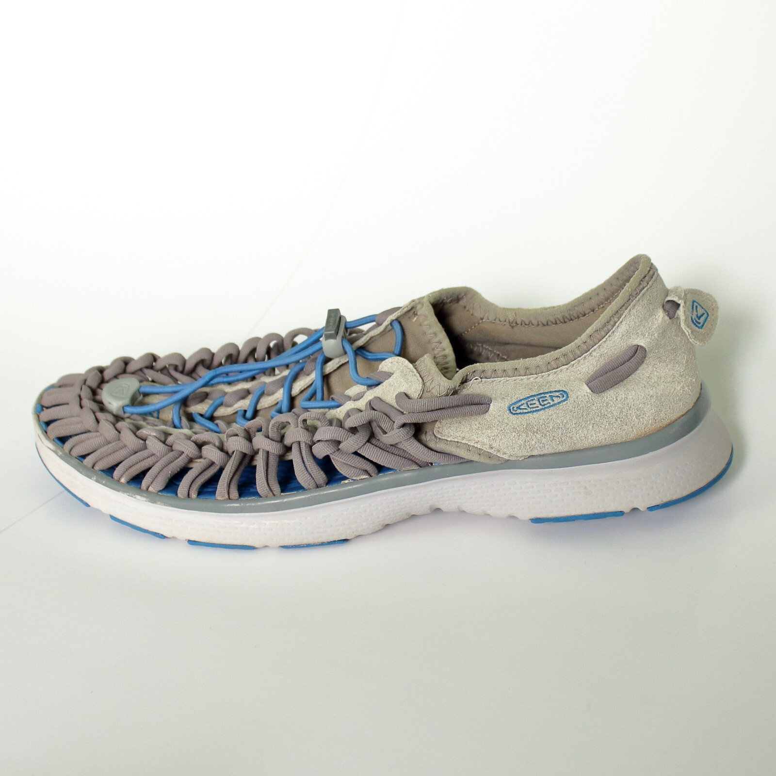 KEEN UNEEK sandali donna taglia 7 5 grigio blu corda intrecciata scarpe escursionismo passeggio
