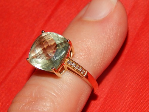 14K YELLOW GOLD EFFY 4.00 TCW DIAMOND & GREEN AMETHYST RING SIZE 6.75 SIZEABLE - Picture 5 of 10