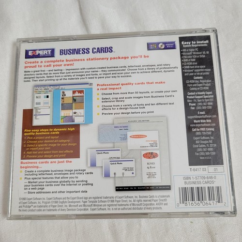 Vintage Expert Software Business Cards 1998 For Windows 95, 98 CD-ROM tested!! - Picture 2 of 4