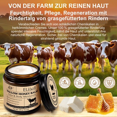 Rindertalg Creme Mit Honig – Natürliche Hautpflege Für Gesicht & Körper, Schnell Einziehend