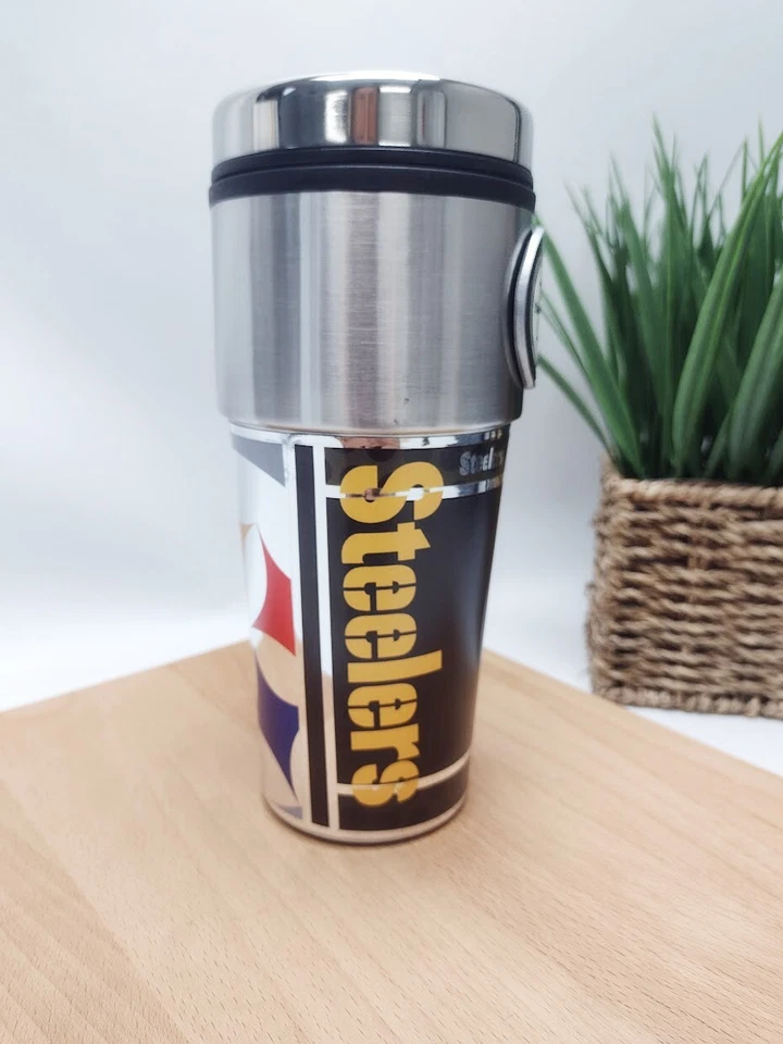 Caneca Copo de Viagem Pittsburgh Steelers 16 oz - Copo de Café Steelers - Emblema - Imagem 3 de 4