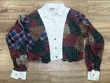 Vintage crop top Banjo western patch work Long sleeve shirt size Large USA made