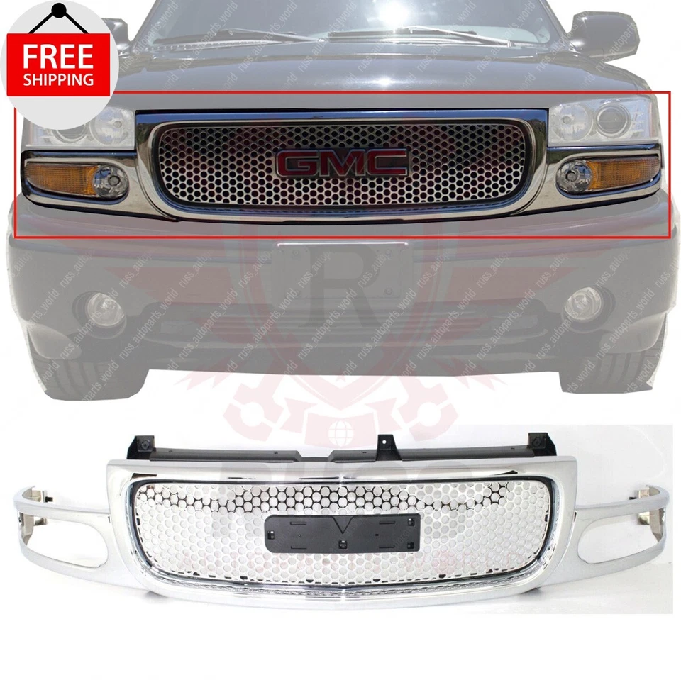 New Front Grille Assembly Chrome Fits 2001-06 GMC Yukon Yukon XL 1500 GM1200510 - Изображение 4 из 4