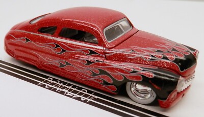 Castline 1949 Mercury Lead Sled Flakey Red w/Black Flames 1/64 Scale