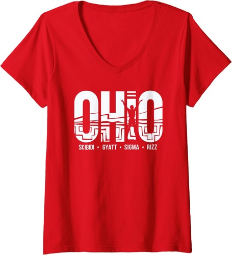 Ohio Skibidi Gyatt Sigma Rizz Funny Meme Cool Vintage Ladies' V-Neck ...
