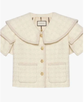 Gucci Alessandro Michele Jacket Cape Vintage Evening Ivory Jacket Sz 40