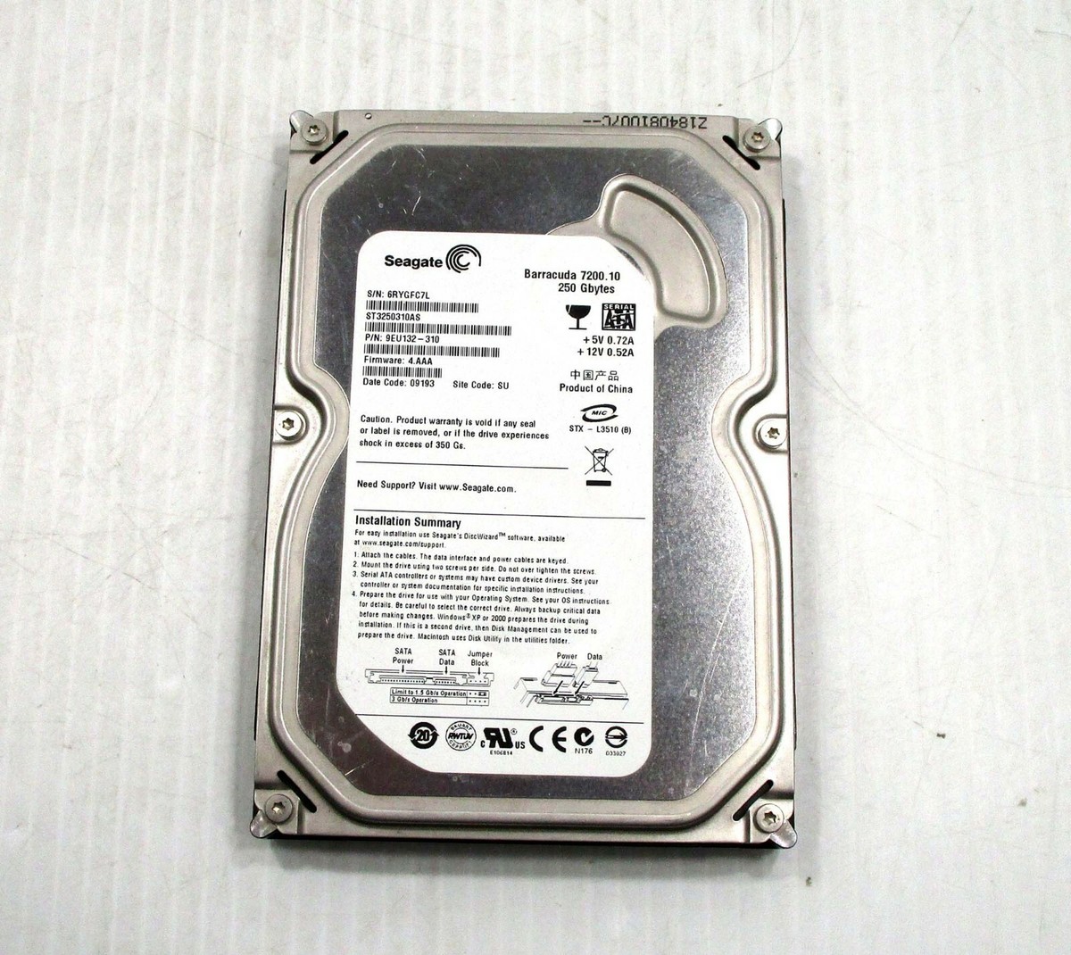 SEAGATE ST3250310AS Barracuda 7200.10 SATA 3.5