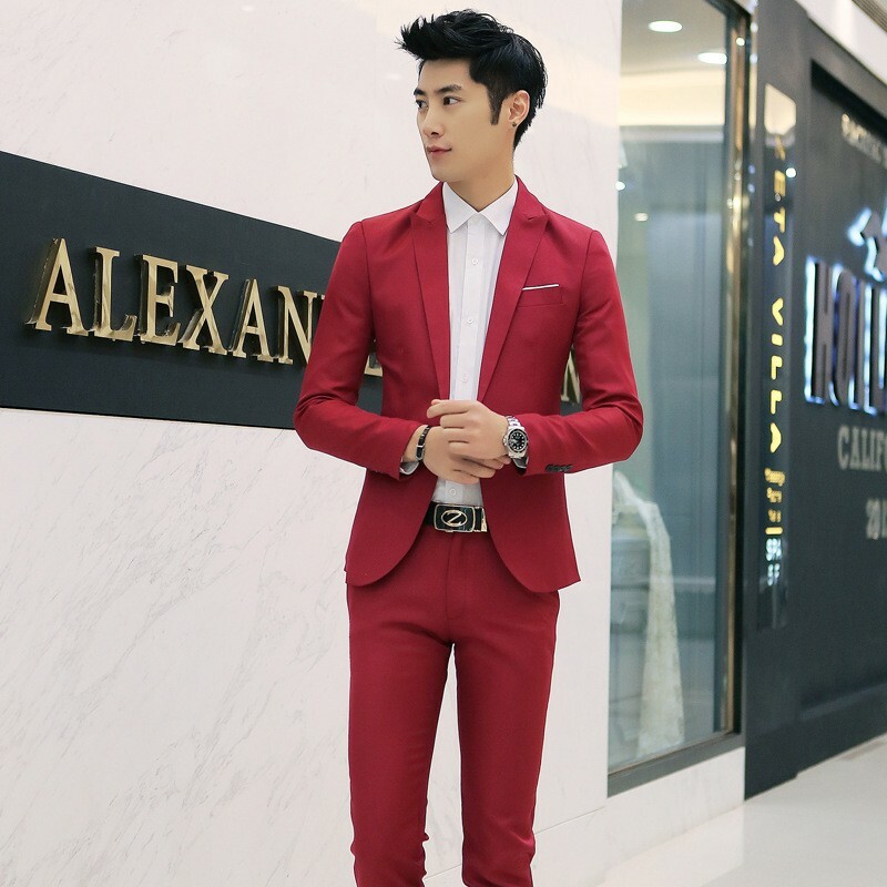 Men's Slim fit 2 Piece Suits Formal Business Dress Blazer jackets One  button New | eBay