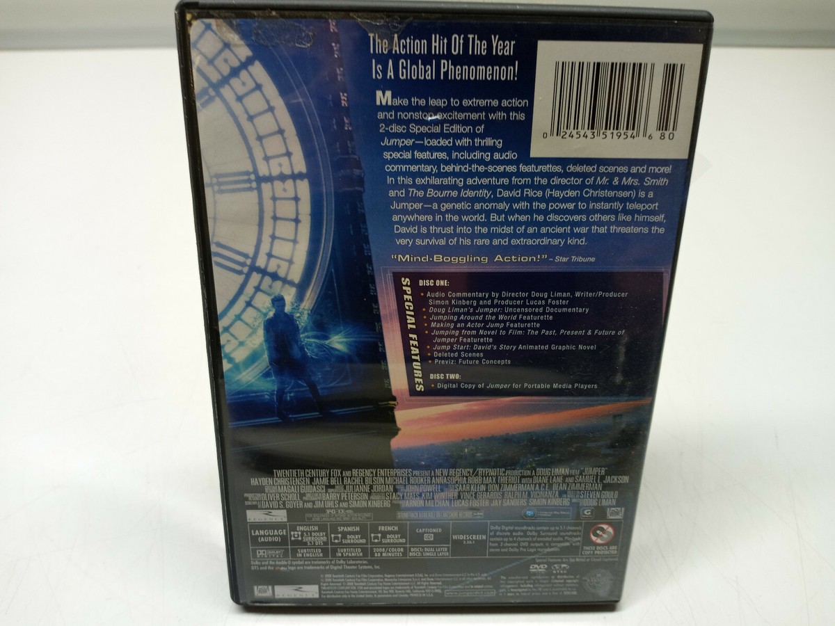 Jumper DVD Excellent Condition 2008 Hayden Christensen Jamie Bell