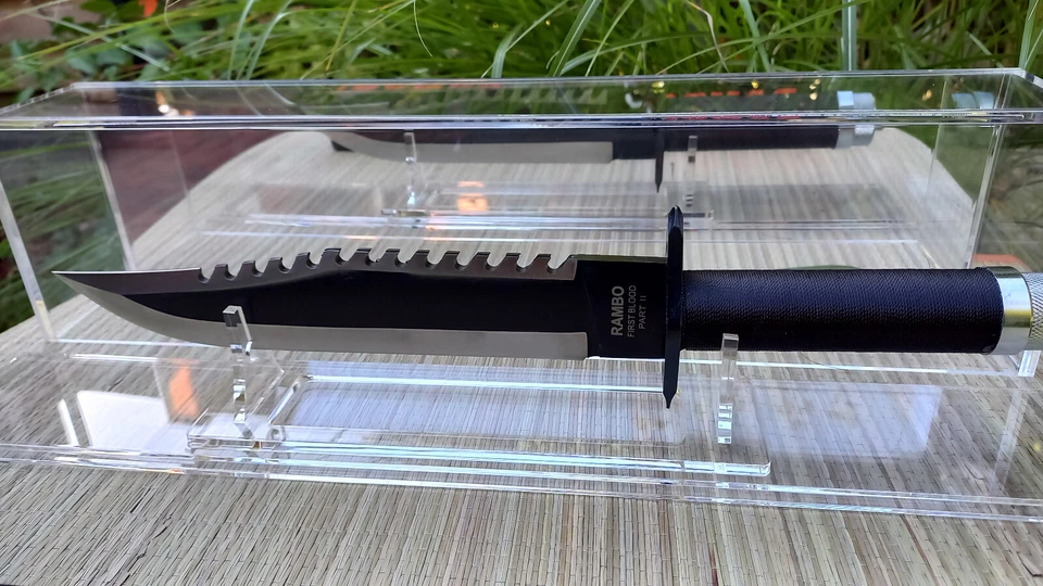 MARKENLOS Rambo Messer First Blood Part II Jagdmesser mit Messer Ständer/Vitrine