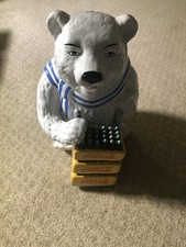 Coca Cola brand ceramic 13" delivery polar bear cookie jar Vintage VTG