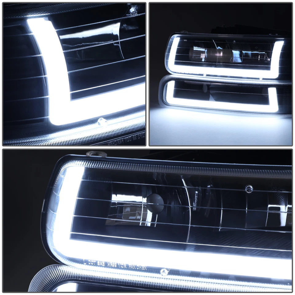 Para 1999-2006 Silverado Suburban Tahoe LED DRL farol lâmpada de para-choque preto/âmbar - Imagem 4 de 4