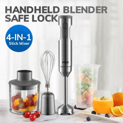 MIUI Elektrischer Handmixer 1000W Leistungsstarker 4-in-1 Edelstahl Mixer
