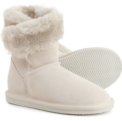 LAMO Suede Faux Fur Wrap Around Boots Size 3Y Brand New Color Dove